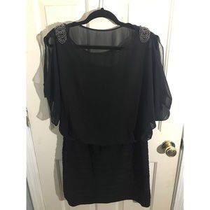 Black Embroidered Sheer Dress